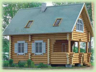 Деревянный загородный дом из оцилиндрованного бревна по ВТОРОМУ проекту. Может быть выполнен из клееного или профилированного бруса